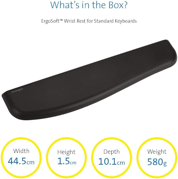 Kensington ErgoSoft Wrist Rest for Standard Keyboards, Black (K52799WW) (Pack of 2)