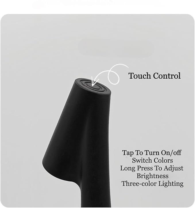 LED Desk Lamp with Touch Control, 3 Color Modes, Portable, Cordless, USB-C Rechargeable, Modern Table Light for Office, Bedroom, Portable, with Multiple Finishes (White, Small)