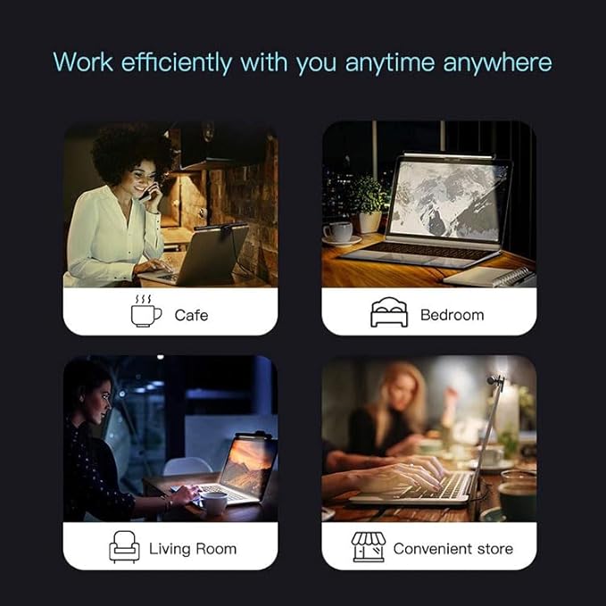 CATPOWER Portable Laptop Monitor Light Bar with USB Connection, e-Reading LED Task Lamp, 3 Color Temperature Settings, 10 Levels of Brightness Adjustment, No Glare on the Screen, Saves Space