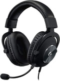 Logitech G Pro X Wired Gaming Headset: Blue VO!CE Detachable Boom Mic, DTS 7.1, 50 mm Drivers, USB/3.5mm Aux, Spare Memory Foam Ear Pads, USB DAC & Bag Included - Black