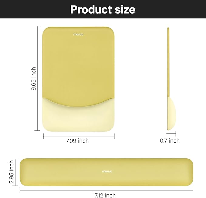 MOSISO Wrist Rest Support for Mouse Pad&Keyboard Set, Rectangular Ergonomic Mousepad Non-Slip Base Home/Office Easy Typing Pad with Neoprene Cloth&Raised Silicone Lining, Yellow