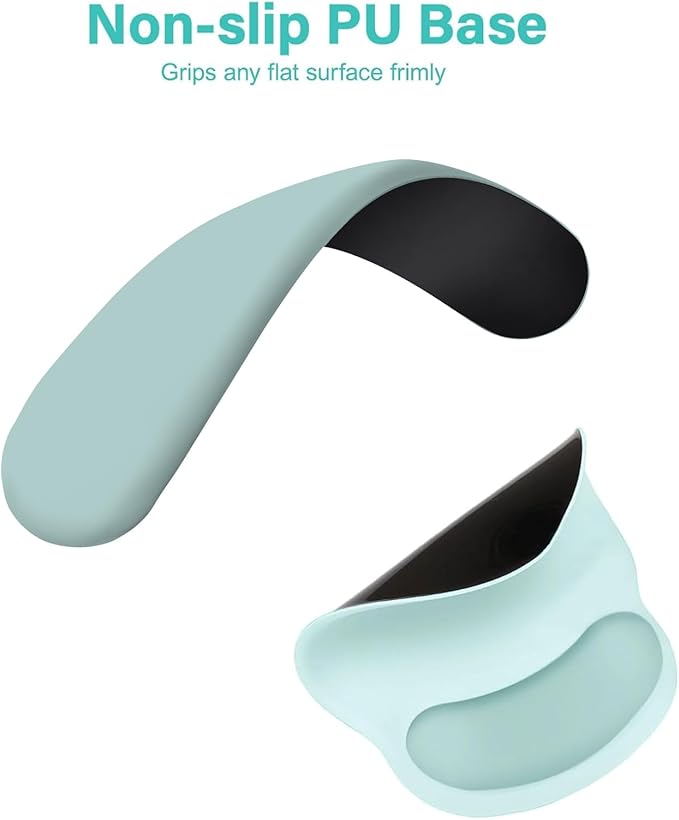 MOSISO Wrist Rest Support for Mouse Pad&Keyboard Set, Circle Curved Ergonomic Mousepad&Coaster Non-Slip Base Home/Office Wrist Support&Easy Typing Pad with Soft Cloth&Silicone Lining, Aquamarine