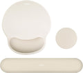 MOSISO Wrist Rest Support for Mouse Pad&Keyboard Set, Circle Curved Ergonomic Mousepad&Coaster Non-Slip Base Home/Office Wrist Support&Easy Typing Pad with Soft Cloth&Silicone Lining, Khaki