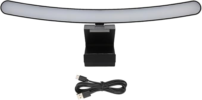 Cyrank Curved Monitor Light Bar, 3 Color Temperature LED Computer Desk Lamp Touch Control Monitor Lamp Type C Computer Light Clip on Keyboard Light