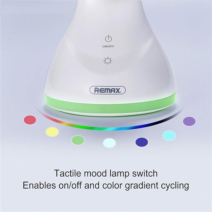 IHAO 7-Color Gradient Ambient Desk Lamp with LED Display Eye-Caring LED Table Lamp with Calendar, Temperature Display, Multi-Angle Adjustable Modern Office Lamp for Home & Office T19A White