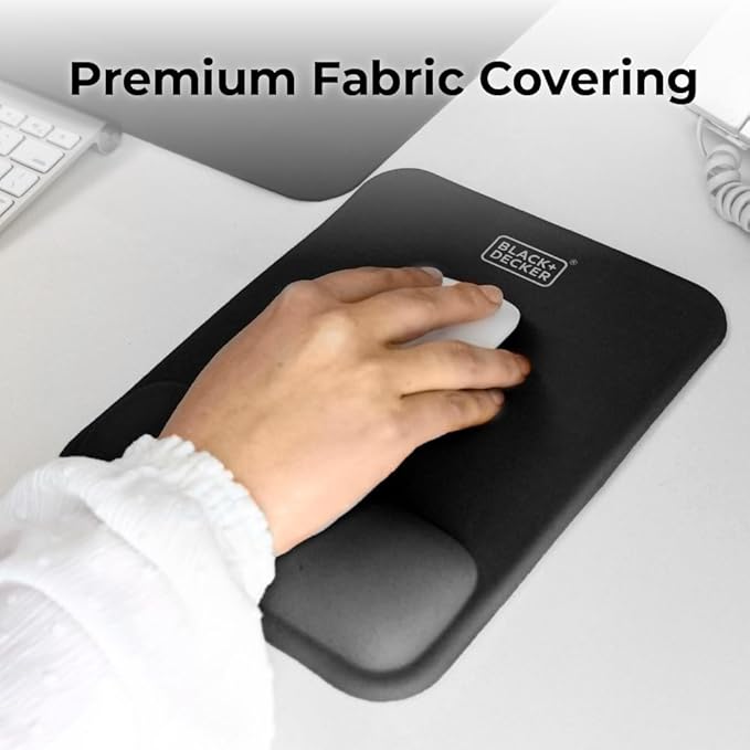 BLACK+DECKER Ergonomic Mouse Pad Wrist Support - Comfortable Mouse Pad Wrist Rest - Wrist Relief Gel Mousepad - Non-Slip Base Aesthetic Mousepad for Gaming, Home, Office - Perfect for Computer, Laptop