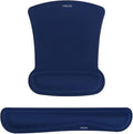 MOSISO Wrist Rest Support for Mouse Pad & Keyboard Set, Ergonomic Mousepad Non-Slip Base Home/Office Easy Typing Cushion with Neoprene Cloth & Raised Memory Foam, Navy Blue