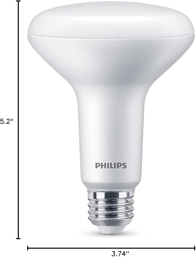 PHILIPS LED 65W BR30 12-Pack Basic LED Soft White (2700K) 650 Lumen (7.2W = 65W) Dimmable Frosted Flicker-Free Light Bulbs