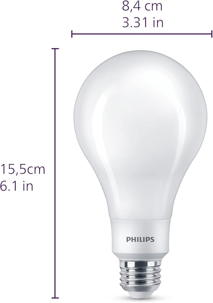PHILIPS LED 300-200-100W A23 1-Pack BrightDial Soft White (2700K) 4000-3000-1600 Lumen (28-20-16 = 300-200-100W) Frosted Flicker-Free Light Bulb