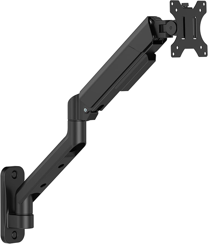 ARES WING Single Monitor Wall Mount for 17-40 Inch Ultrawide Screens, Heavy Duty Monitor Arm Up to 26.4 lbs, Fully Adjustable Wall Mount, VESA 75x75/100x100 Compatible, Black