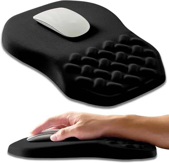 3-in-1 Ergonomic Mouse Pad Set with Keyboard Wrist Rest Support & Cable Organizer – Memory Foam Wrist Support, Non-Slip Base – Ideal for Office & Gaming – Gift Box – Black-Meeshoo