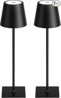 Kakanuo Cordless Rechargeable Table Lamp Black 5000mAh Battery Operated Lamps, 3 Colors Stepless Dimming Touch Lamp for Living Room, Kitchen Counter, Dining, Outdoor Patio, 2 Pack