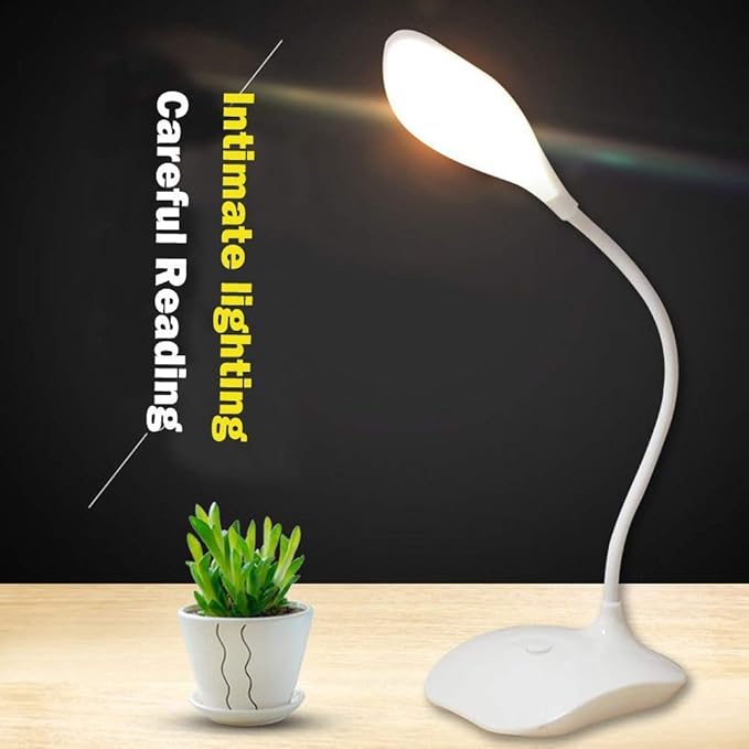 LED Table Lamp,Portable Eye-Protected Flexible Gooseneck Small Desk Lights for Dorm Study Office Bedroom-USB and 3 AA Batteries Powered-Not Include Batteries (2 Pack)