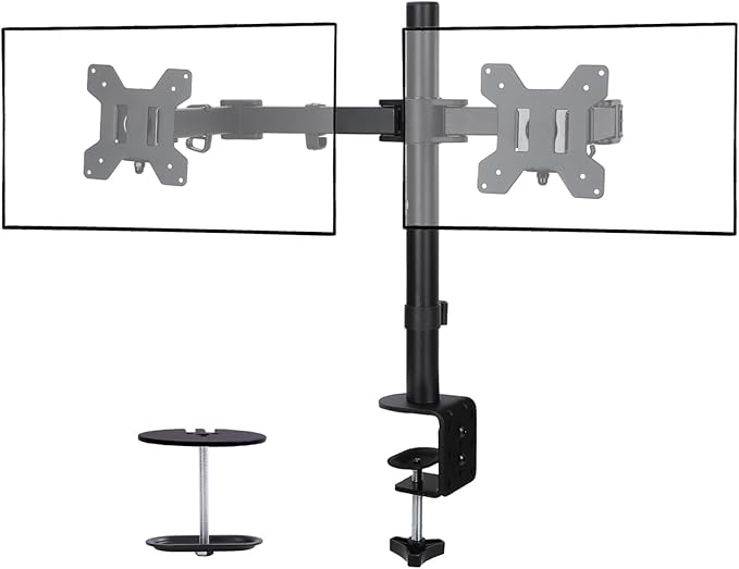 Dual Monitor Desk Mount for 13"-27" Screens Up to 22lbs Heavy Duty Fully Adjustable Double Arm Desk Stand Computer Monitor Mount with C Clamp/Grommet Base