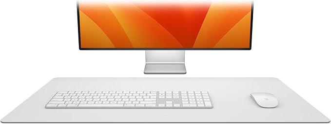 Twelve South Sustainable Leather Large Desk Pad - Desk Mat for Computer, Mouse Traction Surface, Desk Protector, Large Mouse Pad, Moisture and Heat Resistant, Non-Slip Desk Pad, Spill Resistant, Grey