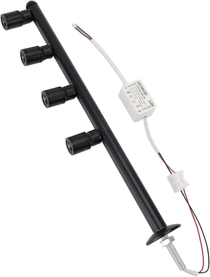 LED Cabinet Spotlight Aluminum 4 Heads Adjustable, Eye Care Display Accent Light for Jewelry Showcase - Flicker Free, Portable Standing Design, Indoor Use