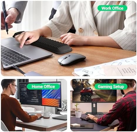 MEKASS Ergonomic Wrist Rest for Keyboard and Mouse, Soft Memory Foam Keyboard Wrist Rest Set with Non-Slip Silicone Base, Easy Typing, Comfort for Office, Work, Gaming (Light Gray)