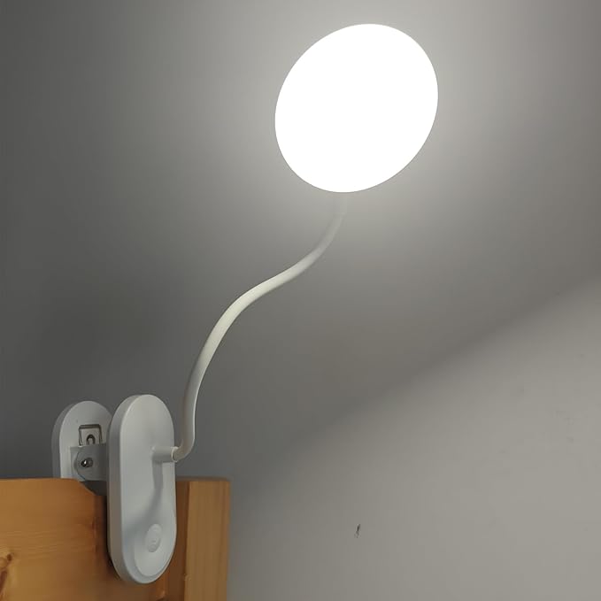 Clip On LED Reading Light, Book Light for Bedroom - 5W Dimmable Touch Control Desk Lamp with Flexible Gooseneck, 19 LED Eye-Caring Night Light, USB Rechargeable, Perfect for Headboard, Study, Office
