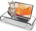 Acrylic Cat-Proof Laptop Stand & Keyboard Protector - 16" Clear Monitor Riser with Non-Slip Base for Home Office, Ergonomic Desk Organizer (Supports 60lbs)