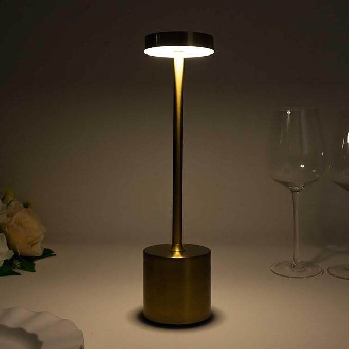 Balsa Circle Gold Metal Rechargeable Cordless Table Lamp with Touch Control Wedding Reception Party Home Events Centerpieces Decorations