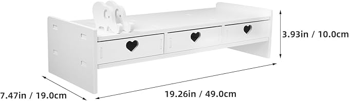 Tofficu Computer Monitor Stand Riser with 3 Drawers - Desktop Organizer with Phone Holder, White Desk Shelf for Laptop, Office Supplies & Workspace Storage
