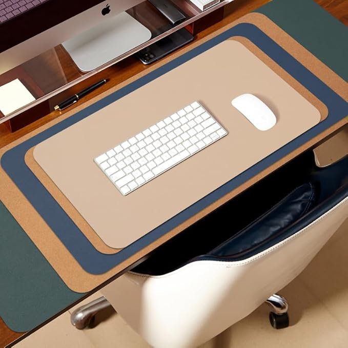 Large Cork Desk Mat - 47.2"x 17" Desk Pad for Office and Home - Ideal for Large Mouse Pad and Desk Mats on Top of Desks(White)