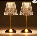 Cordless Touch Table Lamp, LED Rechargeable Small Dask Lamp, 3 Colors Dimmable Battery Operated Crysta Lamp for Bedroom Restaurant Kitchen Home Decor, Gold, 2pcs
