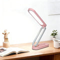 Rechargeable LED Desk Lamp, Foldable Portable Table Light with 3 Brightness Levels,Type-C USB Charging,Small Desk Lamp,Portable Bedside Wireless Reading Light,Home, Office, Nail Art,Craft,Pink