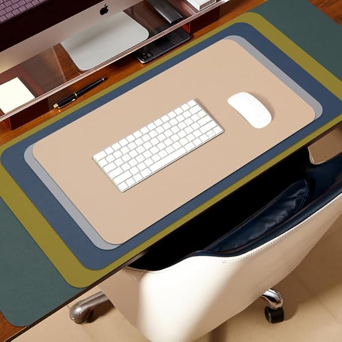 HOMIEAZICOZI Leather Desk Mat - Non-Slip PU Pad for Office and Home Organization Accessories Ideal Large Mouse Mats on Top of Desks (Lemon Yellow,36''x 17'') (DPD-LY-L)