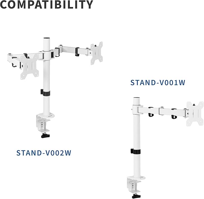 VIVO Fully Adjustable Single Monitor Arm for Desk Mount Stand, Monitor Arm for 1 Screen up to 27 inches, White, PT-SD-AM01AW