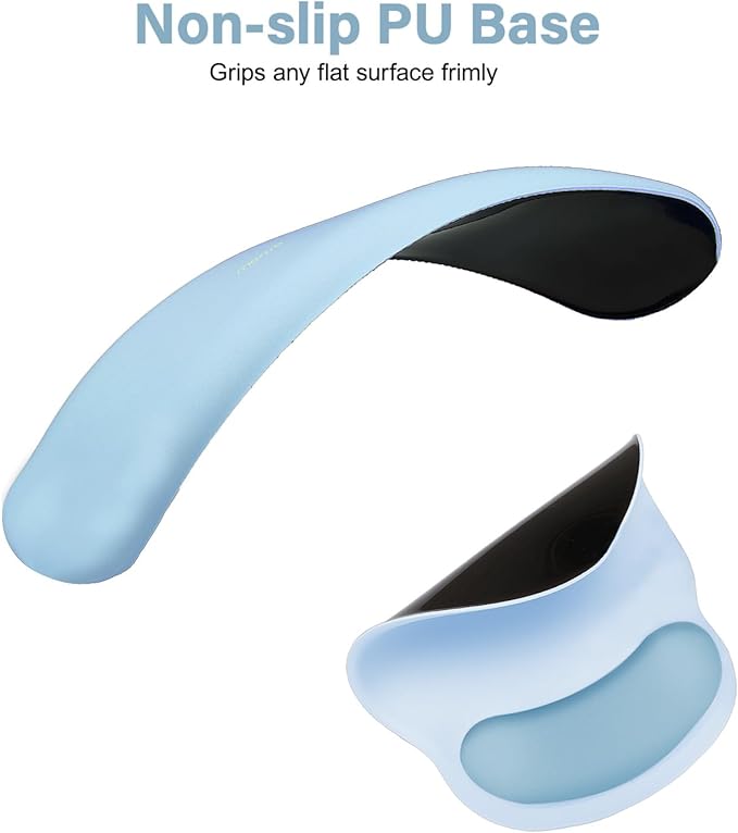 MOSISO Wrist Rest Support for Mouse Pad&Keyboard Set, Circle Curved Ergonomic Mousepad&Coaster Non-Slip Base Home/Office Wrist Support&Easy Typing Pad with Soft Cloth&Silicone Lining, Air Blue