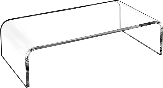 AMT 16 Inch Acrylic Laptop Monitor Stand, Computer Riser with Cat Keyboard Protector, Space-Saving Design, Extra Storage, Clear Shelf - Ideal for Monitors, Laptops, Printers, Desktop Decor