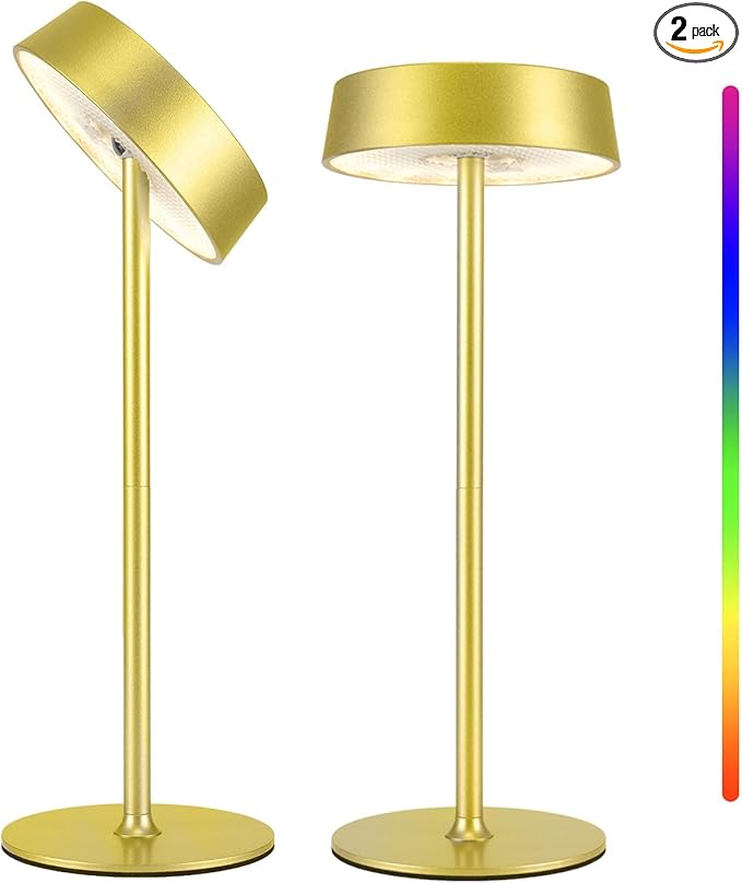 Cordless Lamp, RGB, Outdoor Waterproof, Dimmable Touch Control 3 Color Temperature, Battery Operated Portable, LED Memory Function, Rechargeable Table Lamp, Desk Lamp, Patio Dinning Restaurant Kitchen