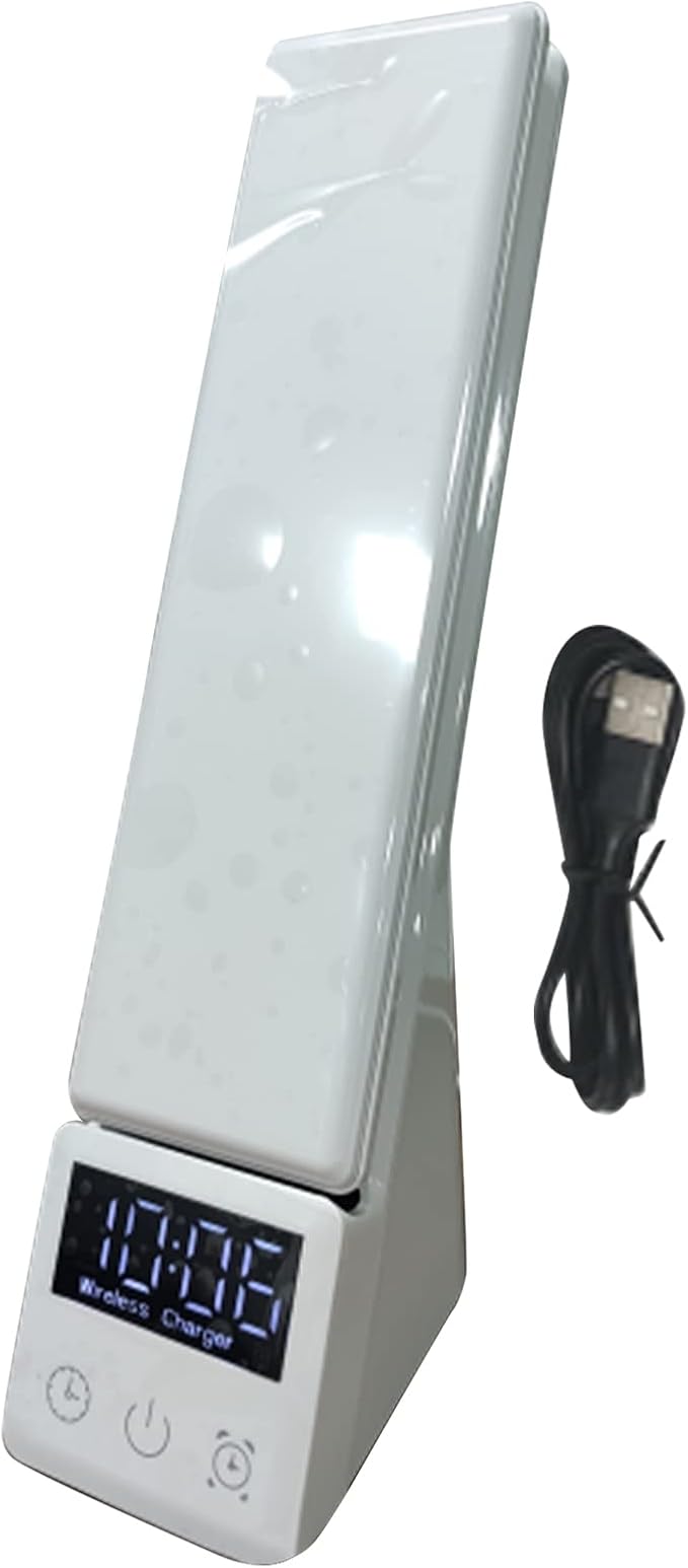 LED Desk Lamp, 3 in 1 Wireless Charging Table Lamp with USB Charging Port for Mobile Phones Headphones Watches, Foldable Eye Protection Light for Office Bedroom (White)