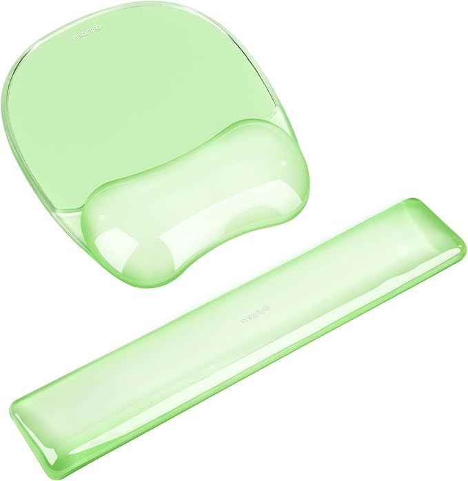 MOSISO Gel Wrist Rest Support for Mouse Pad&Keyboard Set, Irregular Oval Ergonomic Mousepad Keyboard Pad Non-Slip Base Home/Office Cooling Gel Easy Typing Pad for Computer Laptop, Green