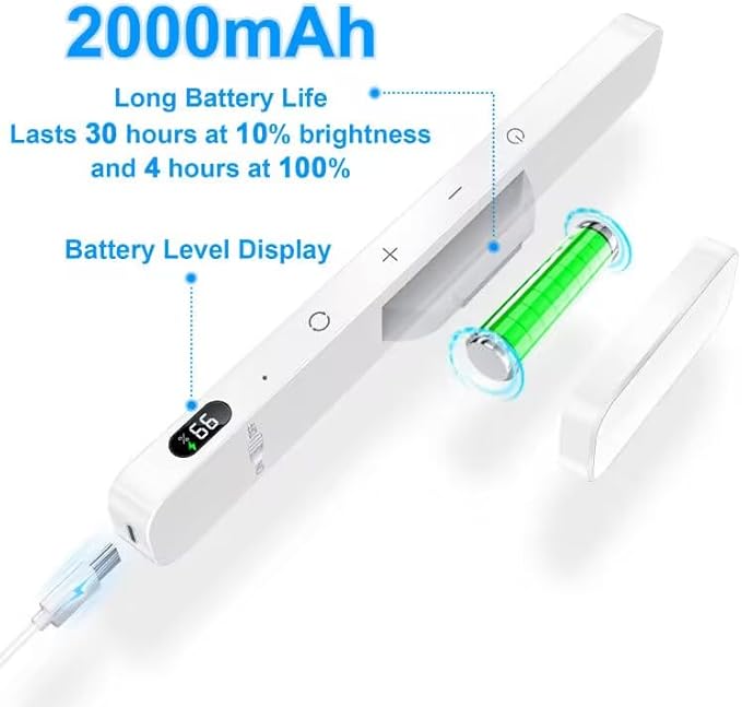 Ferswe 3W Rechargeable Light Bar with Remote Control, 3 Color Adjustable Mirror Lights, 2000mAh Battery Makeup, Touch for Cabinets, Magnetic Stick On for Closet, Kitchen