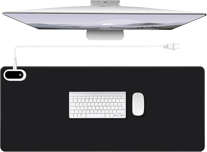 Konohan Heated Desk Pad Warm Mouse Pad, 5 Heating Level & 4 Hour Auto Shut-Off, PU Leather Warm Mouse Mat Heating Keyboard Gaming Mice Warmer Mat Only Supports 110v(Black Color,35.4"x 14.2")