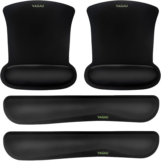 VAGAU Premium Keyboard Wrist Rest and Mouse Pad Wrist Support, Ergonomic Memory Foam Set for Office, Laptop, Mac, Computer and Gaming, Comfortable Typing (2 Pack)