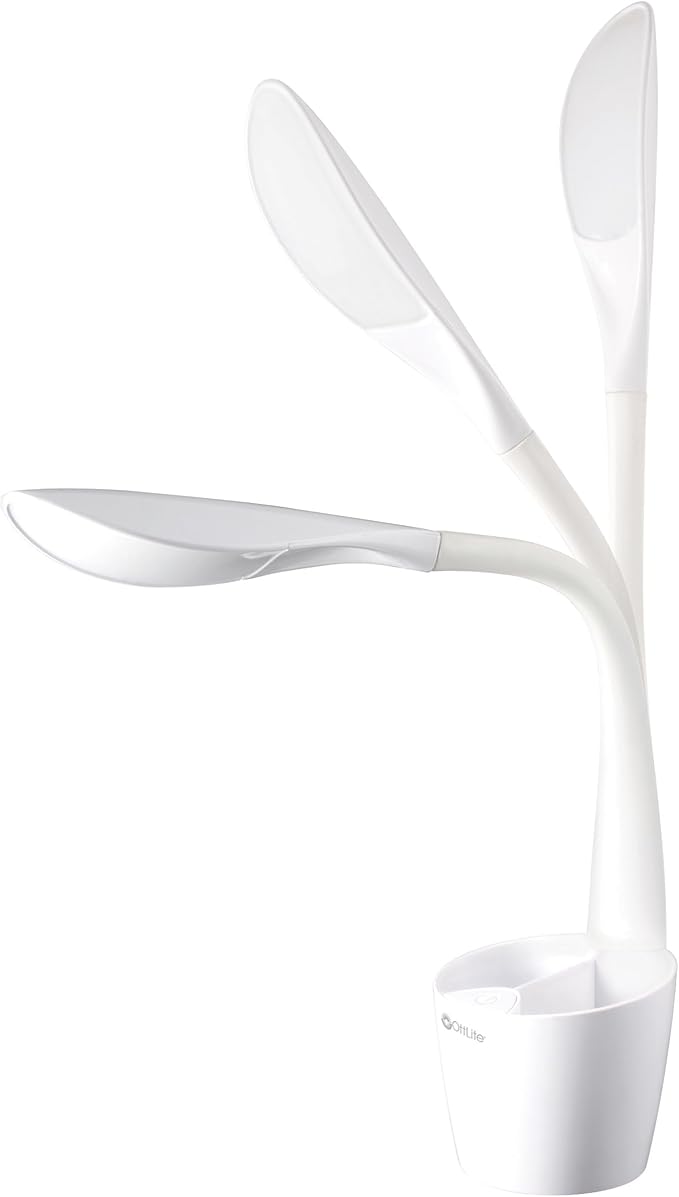 OttLite LED Desk Lamp Space Organizer with Flexible Neck Height - 4 Brightness Settings with Touch Activated Controls, Energy-Efficient Natural Daylight LEDs for Home Office, Desk, & Dorms