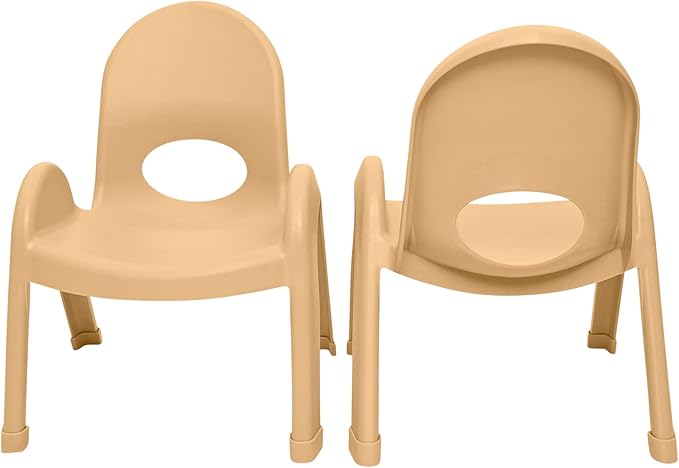 Children’s Factory Value Stack 9" Child Chair, Natural Tan, 2 Pack, Stackable Ergonomic Seating Solution for Classrooms and Homeschools