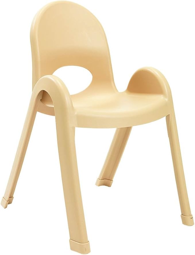 Angeles Value Stack 13" Child Chair, Natural Tan, 4 Pack, Stackable Ergonomic Seating Solution for Classrooms and Homeschools