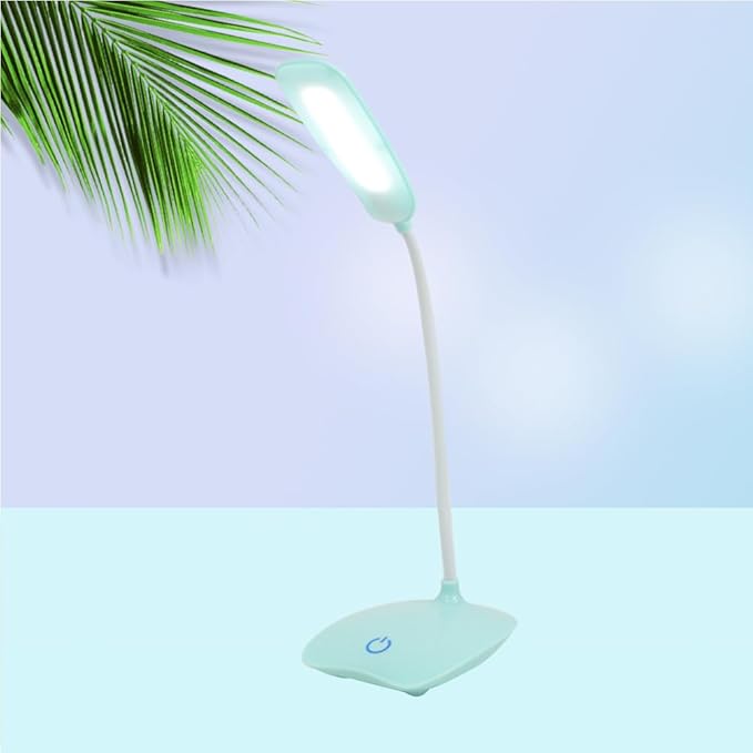 1Pc LED Touch Control Dimming Table Lamp USB Rechargeable Eye-Protection Reading Desk Light with Three Settings Flexible Design Blue for Home and Office