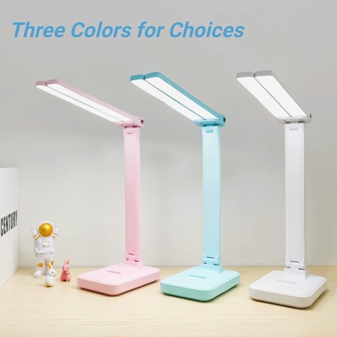 Pink Desk Lamp for Home Office,Portable Cute Small Desk Lamp with 3 Lighting Modes, Battery Operated Rechargeable Desk Light for Kids, Reading,Studying,Dormitory, Pink