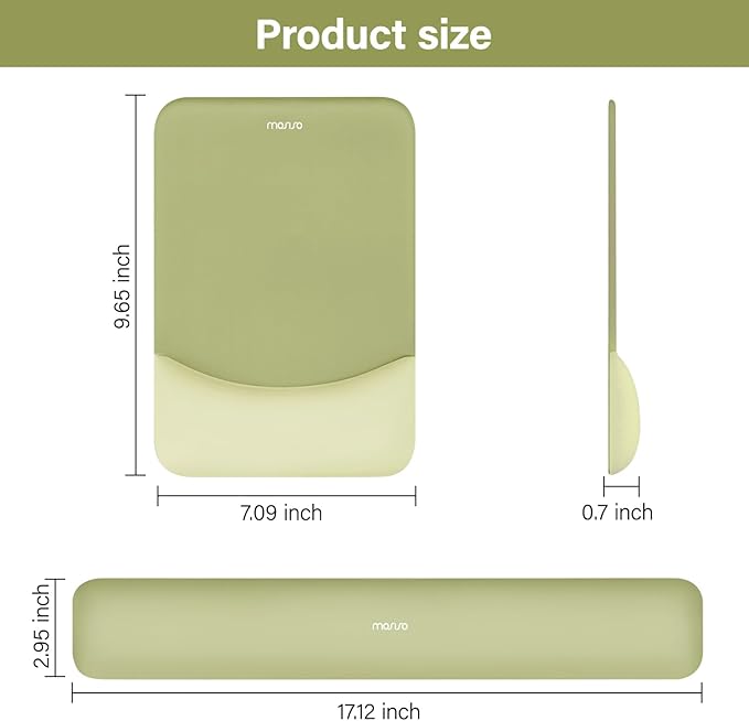 MOSISO Wrist Rest Support for Mouse Pad&Keyboard Set, Rectangular Ergonomic Mousepad Non-Slip Base Home/Office Easy Typing Pad with Neoprene Cloth&Raised Silicone Lining, Olive Green