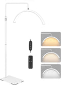 Half Moon Lash Light for Eyelash Extensions & Estheticians, Dimmable LED Lash Lamp, Shadow-Free Moon Light for Lash Tech, Adjustable Eyelash Lamp with Rotating Head (White)