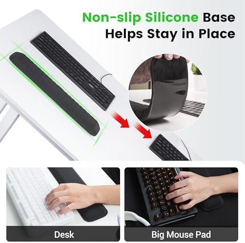 MEKASS Ergonomic Wrist Rest for Keyboard and Mouse, Soft Memory Foam Keyboard Wrist Rest Set with Non-Slip Silicone Base, Easy Typing, Comfort for Office, Work, Gaming (Light Gray)