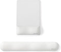 UnivoColors Design-Wave Set of Keyboad Wrist Rest & Mouce Pad,Artificial Sheepskin+Memory Foam+Ergonomic+Anti-Slip Gel, Resilience Support During Work and Gaming,Keyboard Accessory,White