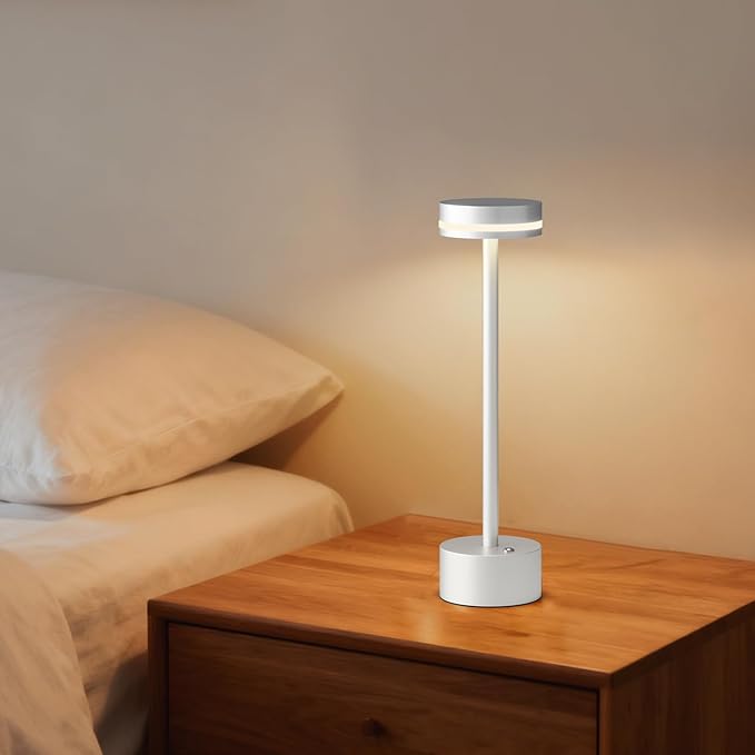 Modern Cordless Table Lamp Rechargeable, Aluminum Touch Lamp & 4000mAh Battery Operated, 3000K LED Table Lamps for Home Decor, Dining, Reading, Desk, Bedroom, Gift