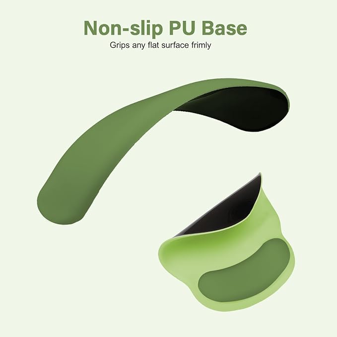 MOSISO Wrist Rest Support for Mouse Pad&Keyboard Set, Circle Curved Ergonomic Mousepad&Coaster Non-Slip Base Home/Office Wrist Support&Easy Typing Pad with Soft Cloth&Silicone Lining, Olive Green