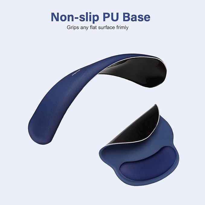 MOSISO Wrist Rest Support for Mouse Pad&Keyboard Set, Circle Curved Ergonomic Mousepad&Coaster Non-Slip Base Home/Office Wrist Support&Easy Typing Pad with Soft Cloth&Silicone Lining, Navy Blue